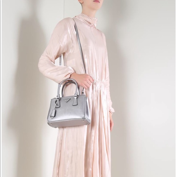 Prada Silver Mini Galleria Saffiano Bag - Picture 2 of 8
